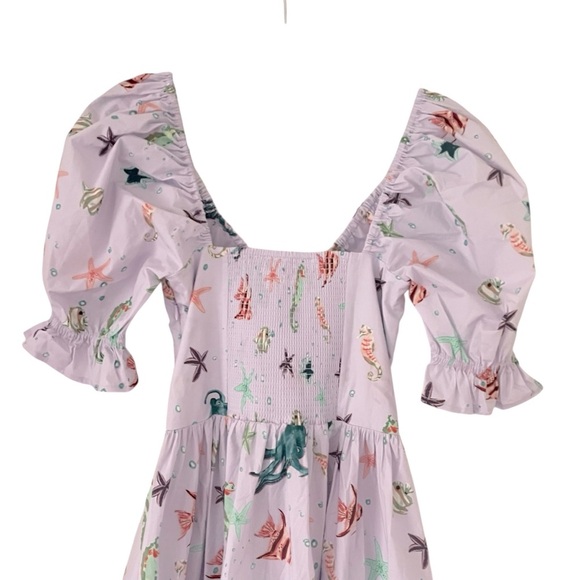 Hill House Ophelia Dress in Sea Creatures Puff Sleeves Babydoll Pockets NWT - Picture 9 of 14